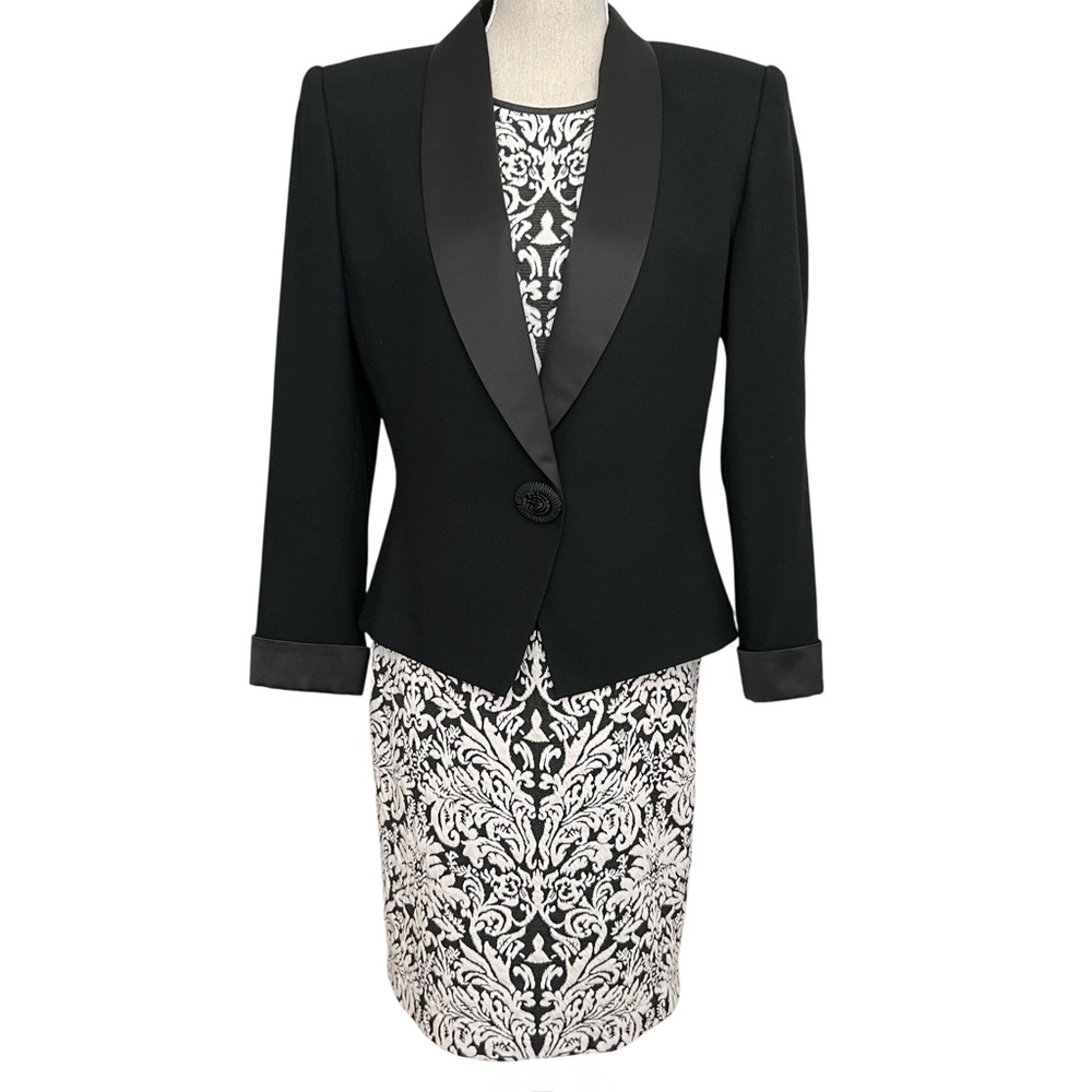 Vince Camuto Black And White Print Long Sleeve Dress Size 10